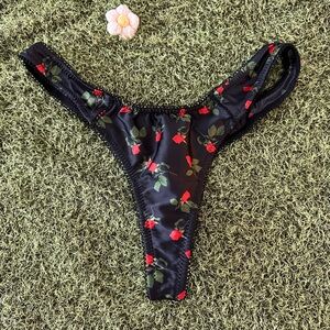 For Love and Lemons Black Floral Thong